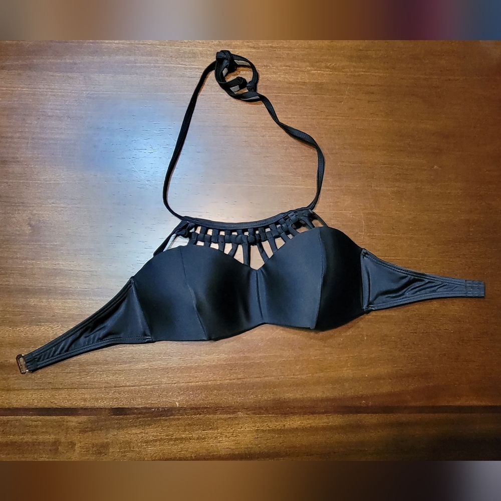 Coral Tropics Strappy Halter Bikini Top